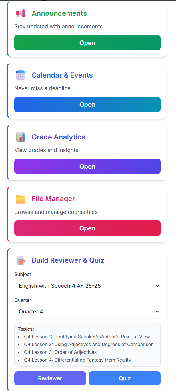 AI quiz builder from course topics