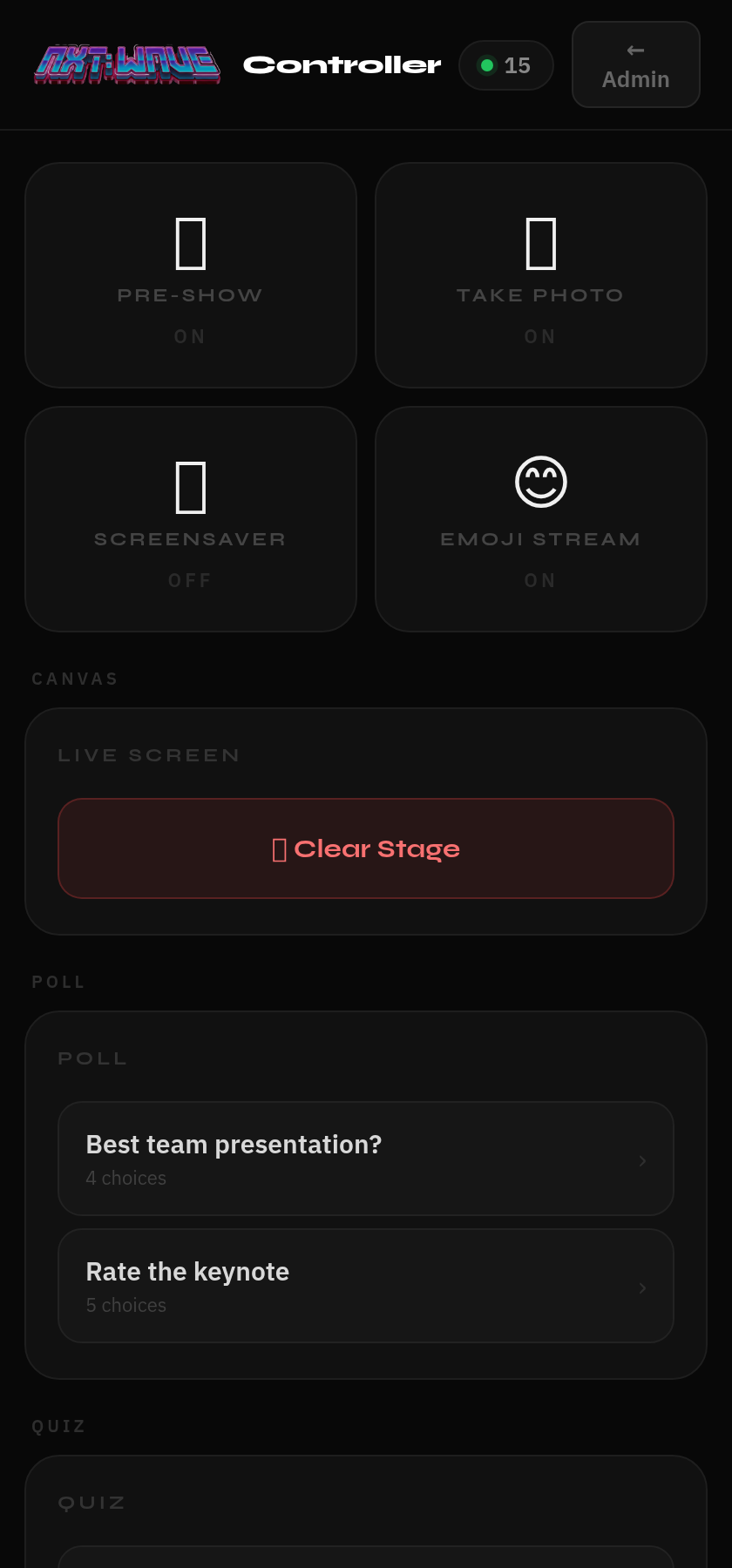 Mobile remote controller for live events