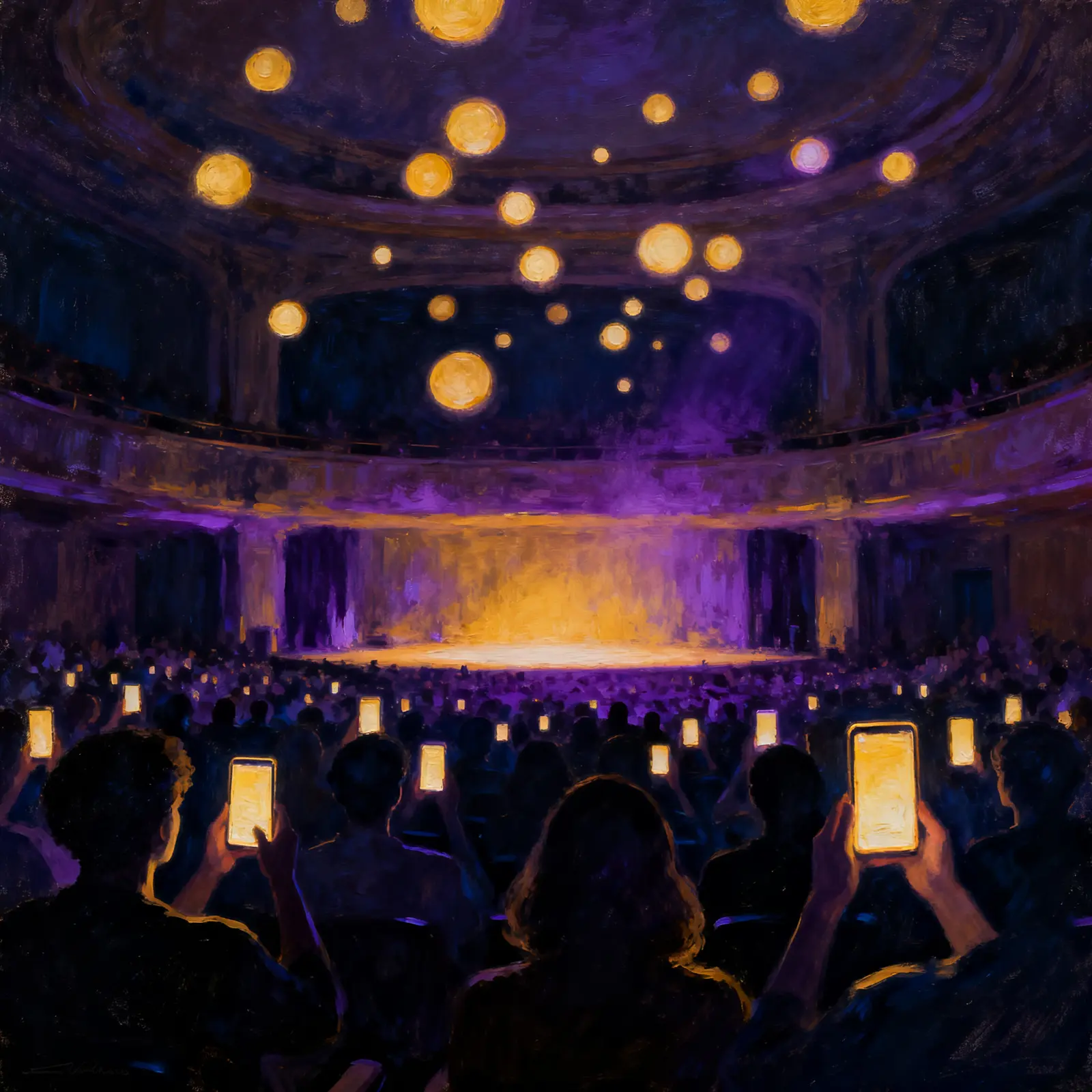 Audience phones illuminating a live event