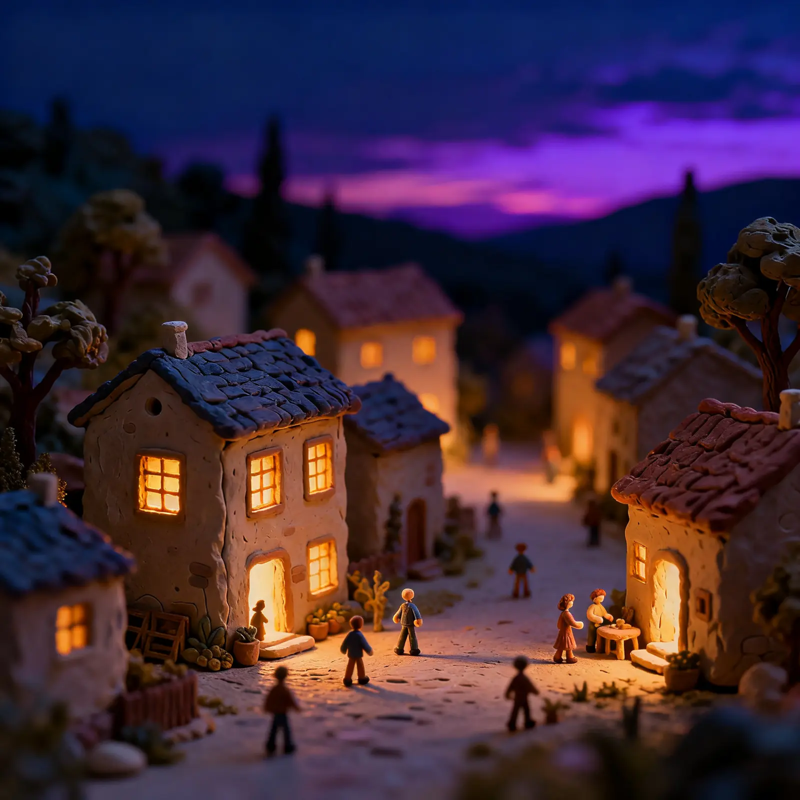 Miniature village representing an AI life simulation