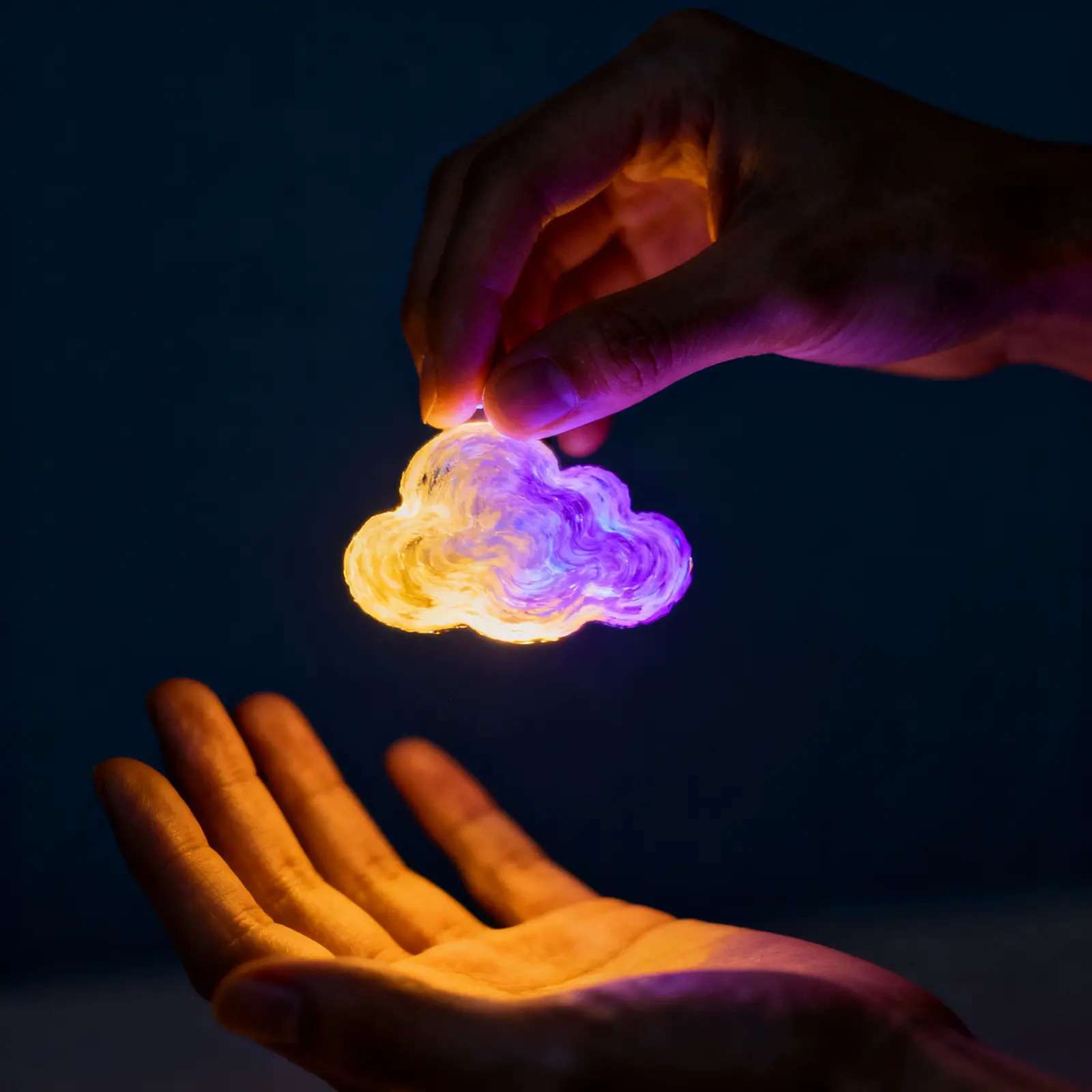 Sculptural cloud representing AI image generation