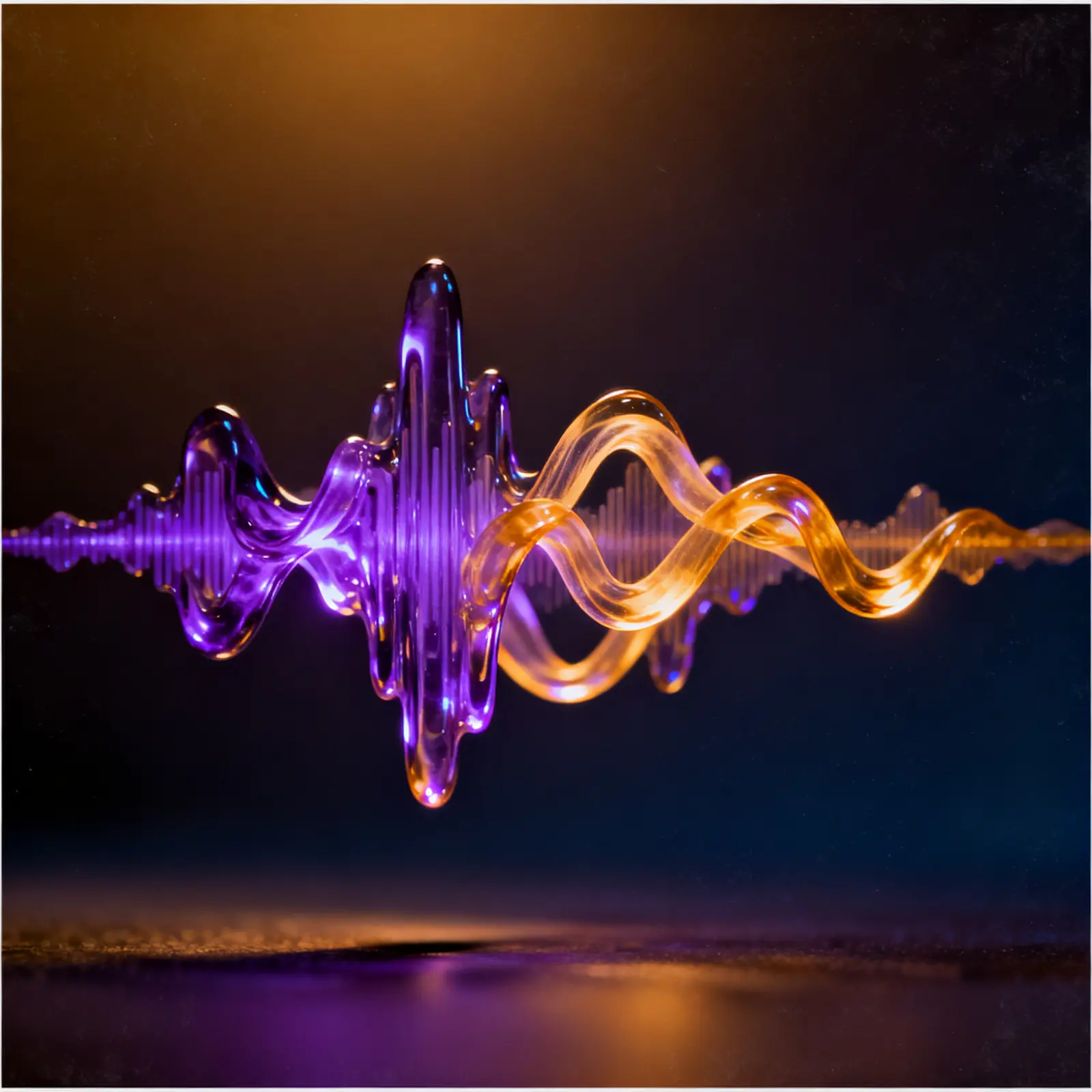 Sculptural sound wave on a dark background